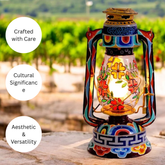 Beautiful Traditional Multicolor Hand-Painting Hanging Lalten/Lantern With Electronic Holder
